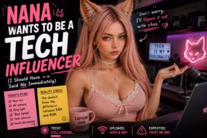 Illustration of Nana Vix as an aspiring tech influencer