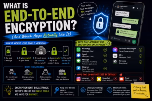 Illustration explaining what end-to-end encryption is