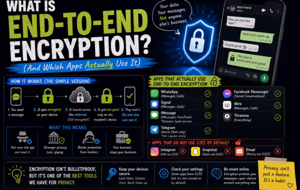 Illustration explaining what end-to-end encryption is